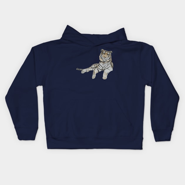 Tiger in Repose Kids Hoodie by smartartdesigns